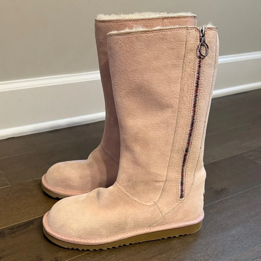 UGG Hayden Tall Boots Seashell Pink Sheepskin Shearling Size 5 Limited Edition